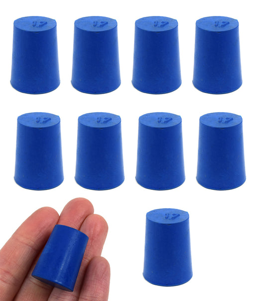 Neoprene Stoppers, Solid Blue - Size: 17mm Bottom, 20mm Top, 26mm Length - Pack of 10