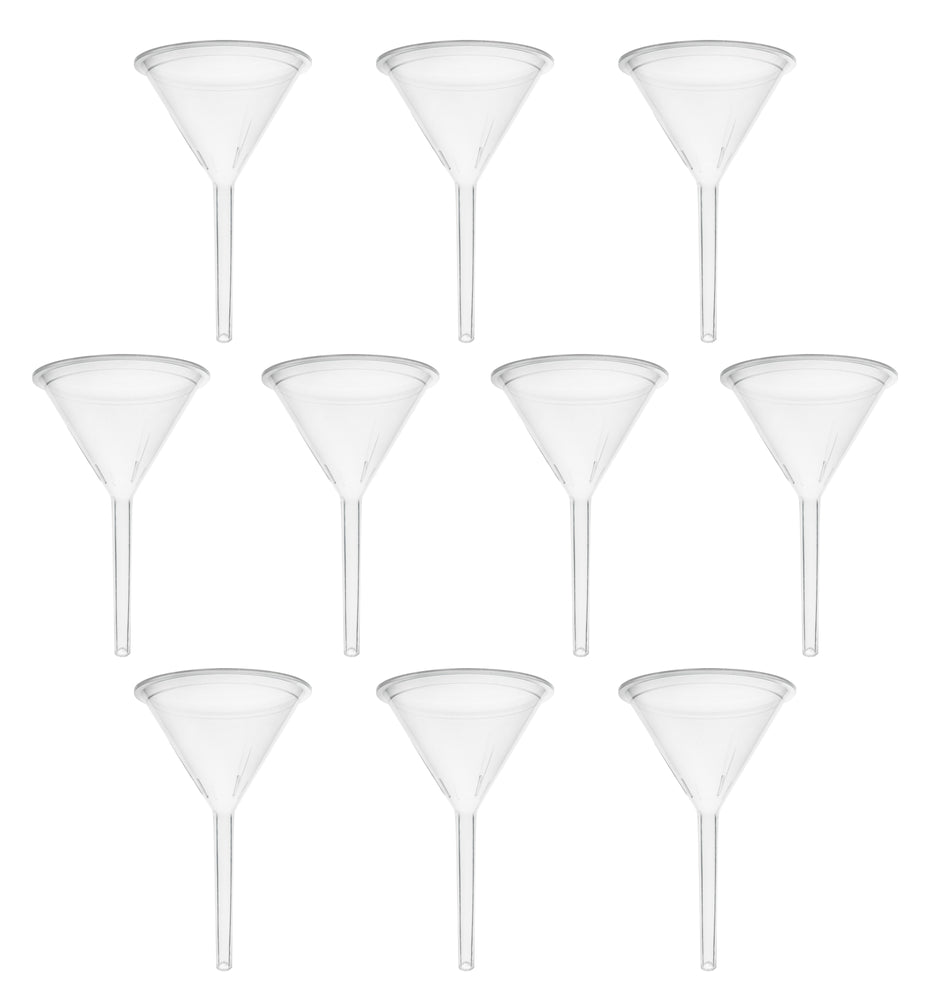 10PK Filter Funnel, 2.6" - Polypropylene Plastic - Chemical Resistant