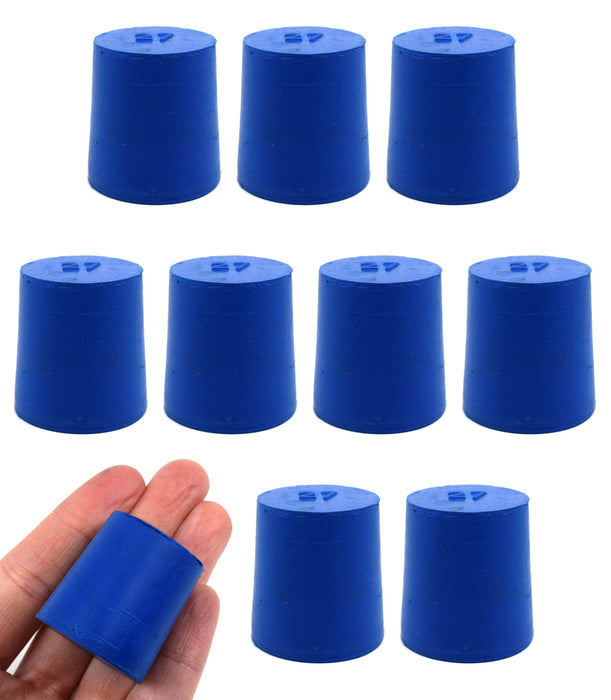 Neoprene Stoppers, Solid Blue - Size: 27mm Bottom, 31mm Top, 32mm Length - Pack of 10