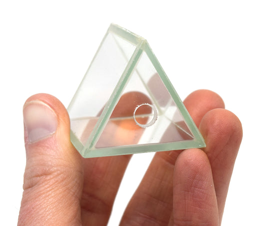 Hollow Glass Prism & Stopper, 1.5x1.5" - Great for Studying Snells Law of Refraction - Eisco Labs