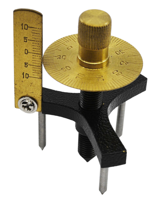 Spherometer, 2.5 Inch - 40mm Brass Dial Head - Includes 3 Stainless Steel Legs - 1mm Pitch, 0-10mm Micrometer Scale - For Use in Measuring the Radius of Curvature of Spherical Lenses - Eisco Labs