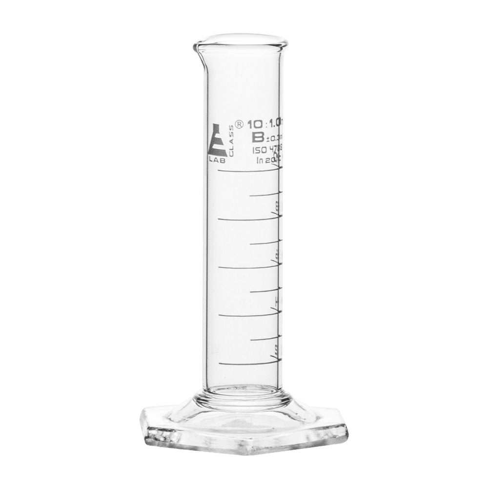 Measuring Cylinder, 50ml - Class B - Squat Form, White Graduations - Borosilicate Glass - Eisco Labs