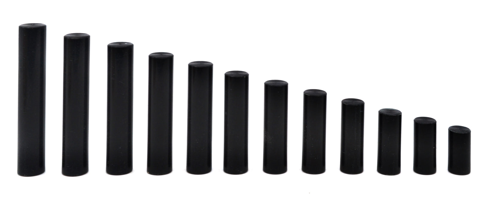 12pc Cylindrical Bars Density Set, Black Derlin - Wooden Storage Block