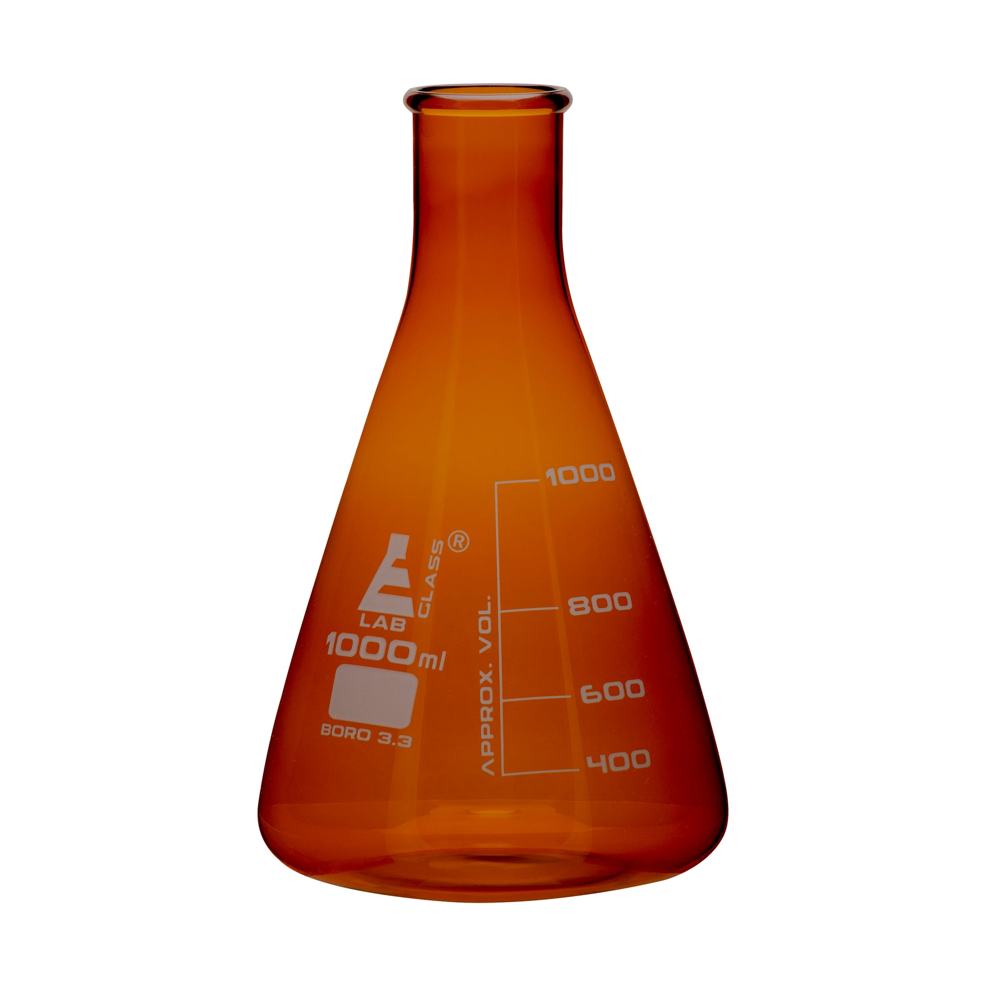 Flask Erlenmeyer narrow neck AMBER 1000ml — Eisco Labs