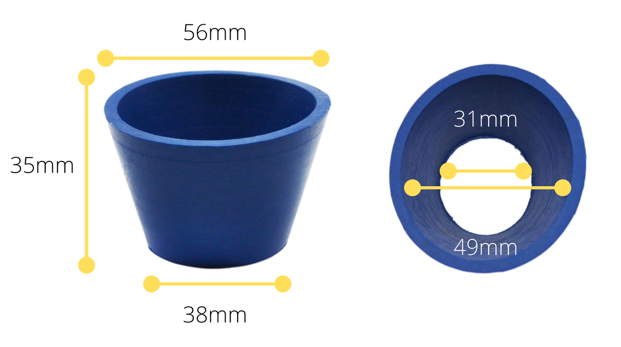 Filter Adapter Tapered Cone, Size 5 - Designed For Use With Buchner Funnels - 56mm Top, 38mm Bottom, 35mm Height, 3.5mm Thickness -  Neoprene Rubber - Eisco Labs