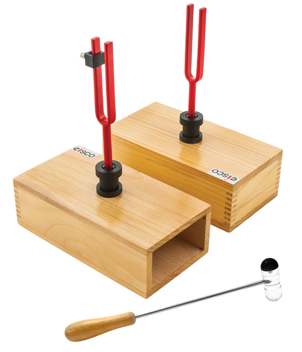 Resonant Tuning Forks Mounted on Pine Boxes, Set/2 - 440 Hz