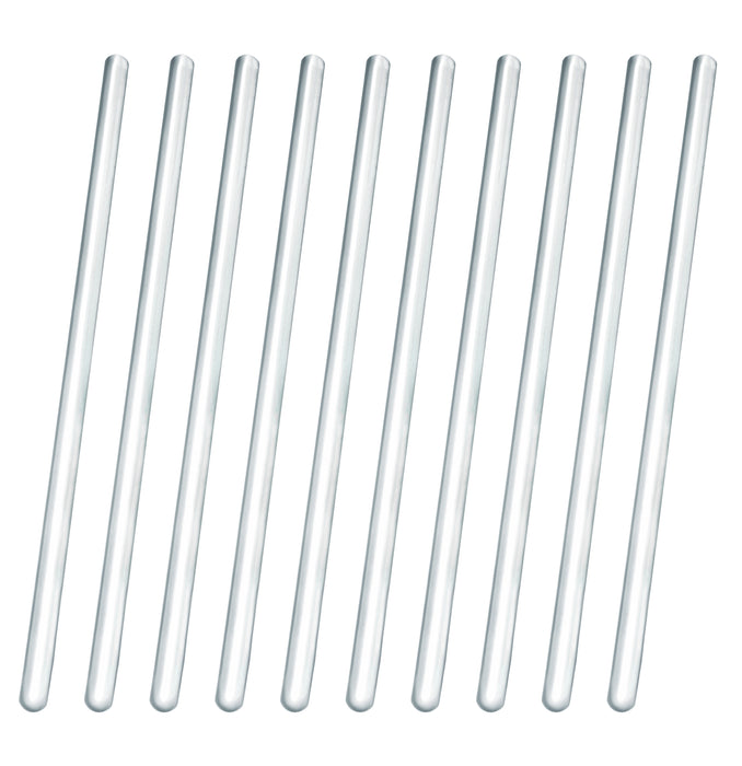 10PK Glass Stirring Rods, 7.9" - Rounded Ends, 6mm Diameter