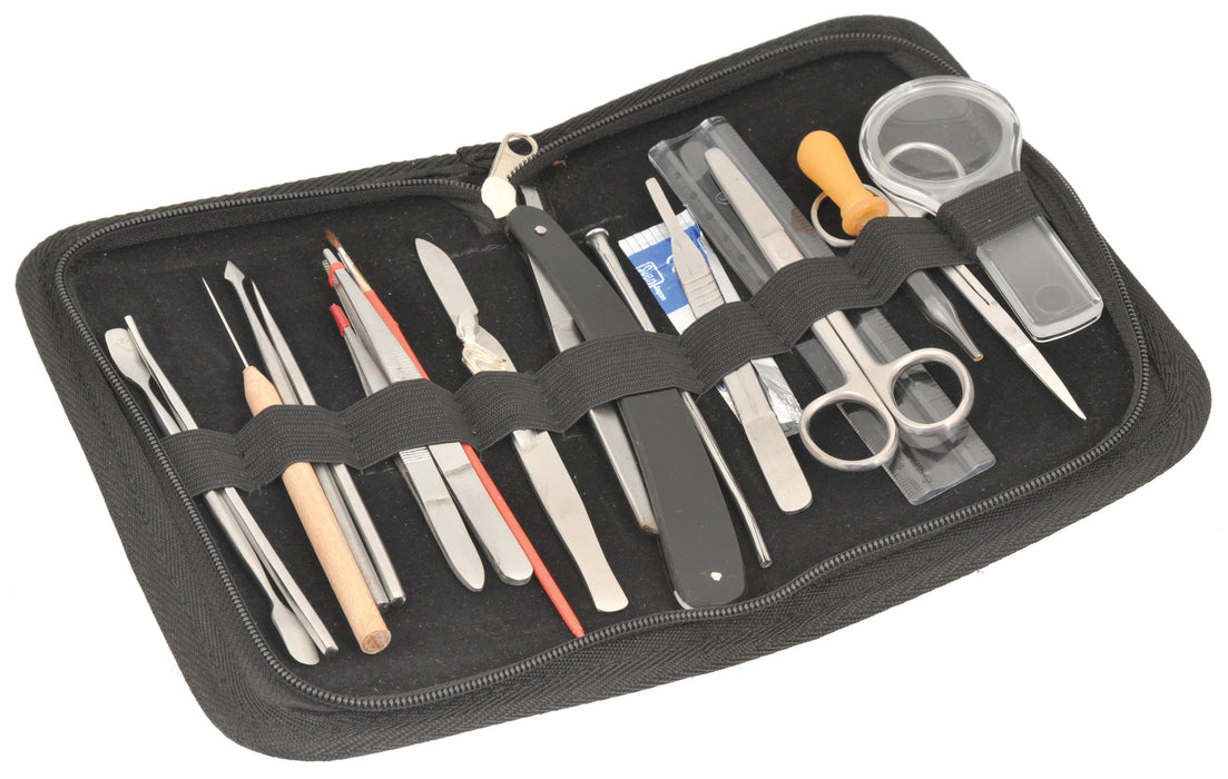 Dissection Set, University, 20 Pcs - Stainless Steel - Leather Storage Case