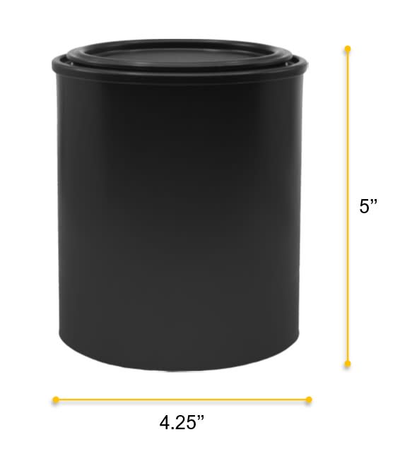 3PK Quart Size Black All-Plastic (Polypropylene) Paint Cans with Lids - Made From 100% Recycled Plastic