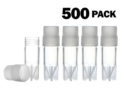 Plastic Storage Vials, 1mL, 500/PK - Polypropylene - Screw Cap