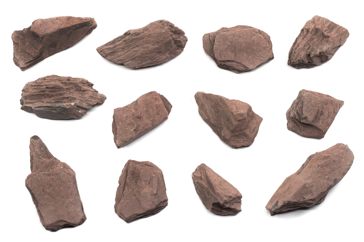 12 Pack - Raw Red Slate, Metamorphic Rock Specimens - Approx. 1