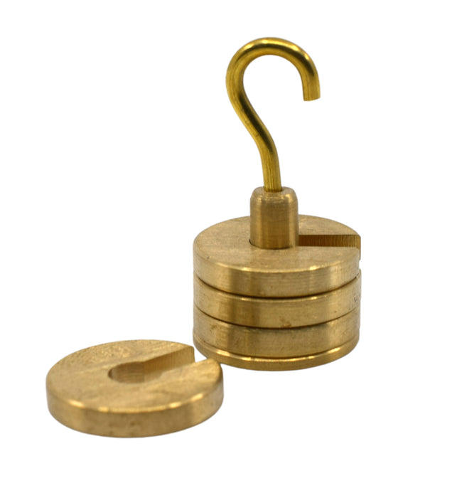 Slotted Mass Set with Hanger - 4 Weights & 1 Hanger, 10g Each - 50g Total - Brass