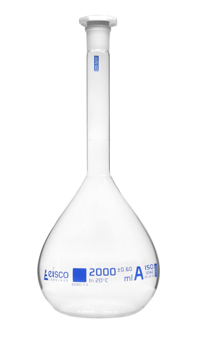 Volumetric Flask, 2000mL - Class A - Borosilicate Glass