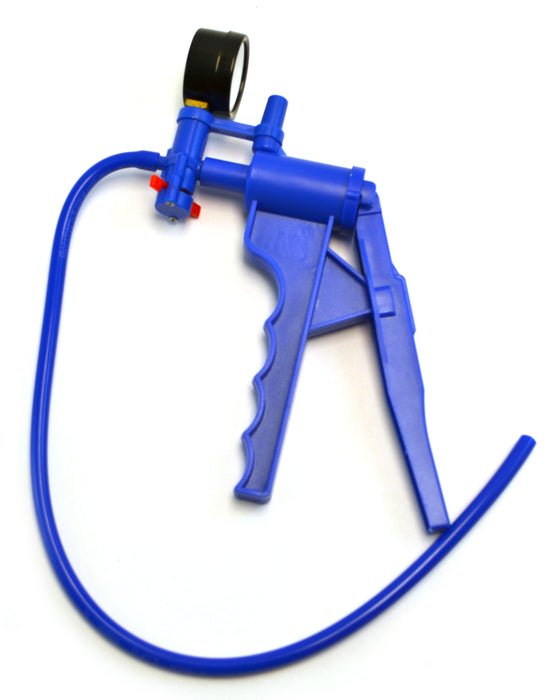 Blue Handheld Vacuum Pump with Gauge and 19.5" Tube - Eisco Labs