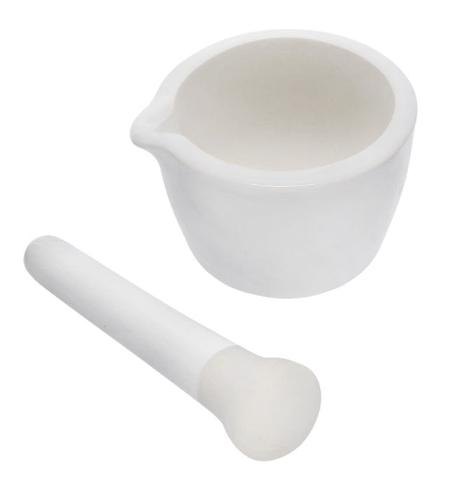 Porcelain Mortar & Pestle Set, 1.7oz - Heavy Duty Pattern - Unglazed Grinding Surface