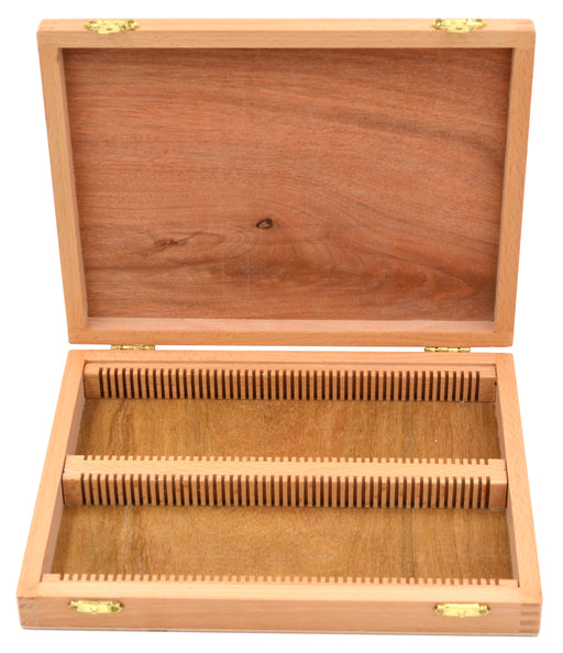 Wooden Slide Box for 100 slides, with Latches- Fits 75x25mm Slides - Eisco Labs