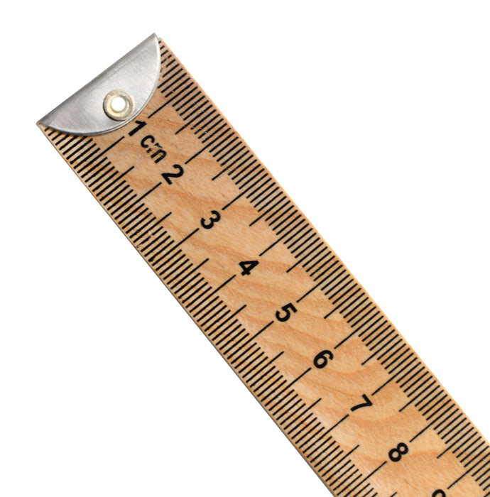 Meter Stick - Double-Sided Hardwood Metric Meter Stick with Horizontal Reading and Protective Metal Ends - Eisco Labs PH0064E