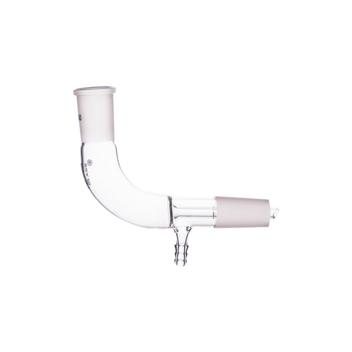 Distillation Adaptor, Bend with Vacuum Connection - Socket Size: 24/40 - Borosilicate Glass