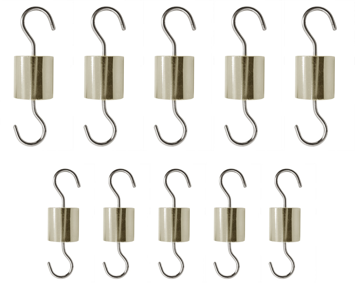 Cylinder Hooked Weights, Set of 10 - (5) 50g (5) 25g, Premium Brass - Retractable Hooks on both Ends of Weight - Eisco Labs
