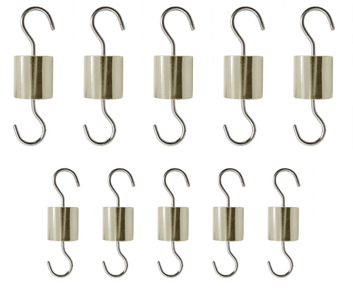 Cylinder Hooked Weights, Set of 10 - (5) 50g (5) 25g, Premium Brass - Retractable Hooks on both Ends of Weight - Eisco Labs