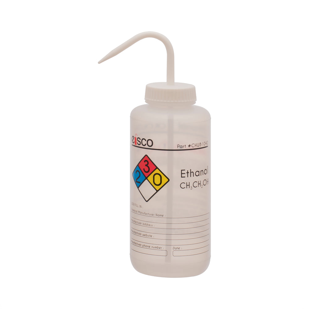 Performance Plastic Wash Bottle, Ethanol, 1000 ml - Labeled (4 Color)