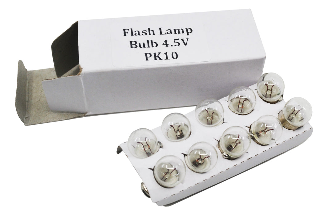 10PK Flash Lamp Bulbs, Round - 4.5V with M.E.S. Cap