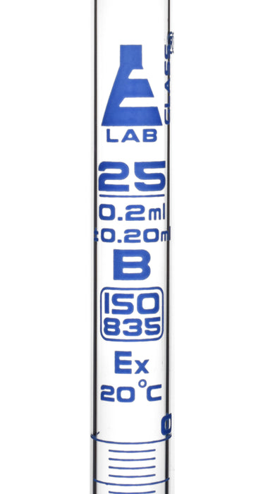 Serological Pipette, 25ml - Class B, Tolerance ±0.200ml  - Borosilicate 3.3 Glass
