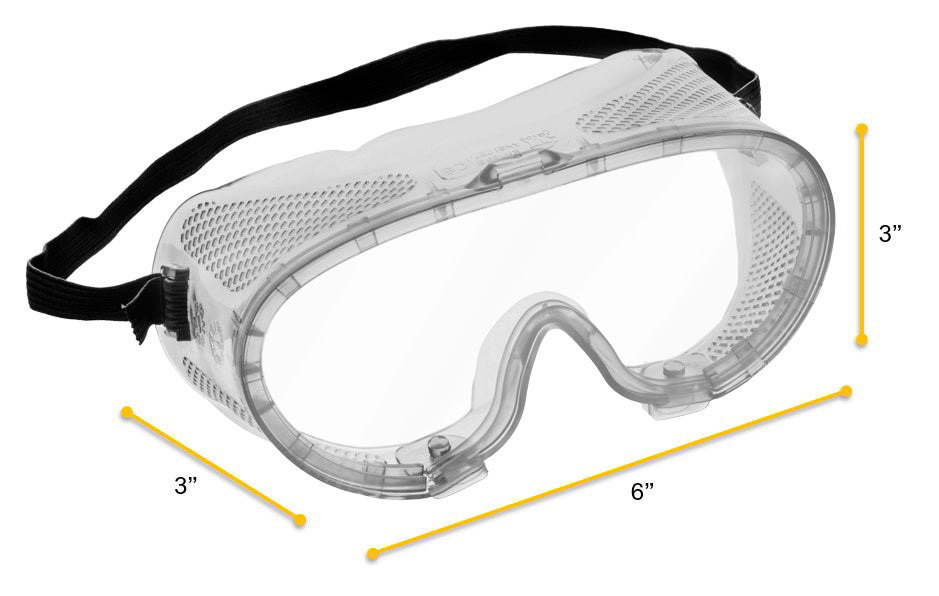 Safety Goggles - Direct Vent, Anti-Fog - Elastic Strap, Adjustable Fit