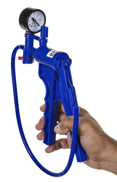 Blue Handheld Vacuum Pump with Gauge and 19.5" Tube - Eisco Labs