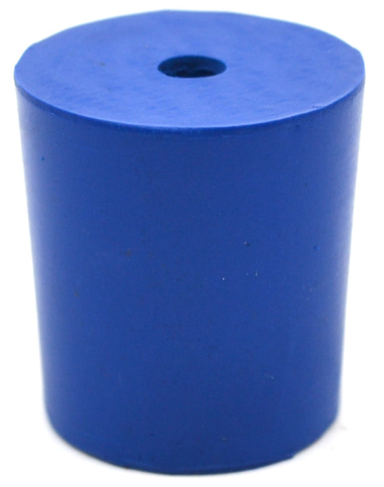 Neoprene Stoppers, 1 Hole - Blue - Size: 23mm Bottom, 26mm Top, 28mm Length - Pack of 10