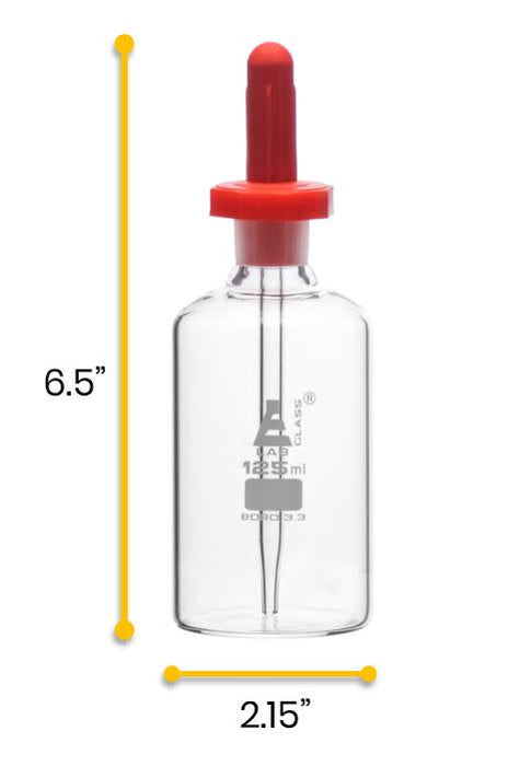 Dropping Bottle, 125ml (4.2oz) - Eye Dropper Pipette - Borosilicate 3.3 Glass