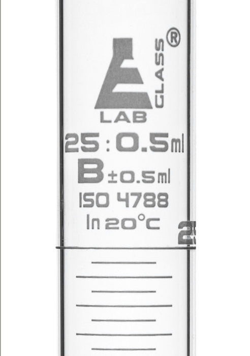 Graduated Cylinder, 25ml - Class B - White Graduations, Round Base