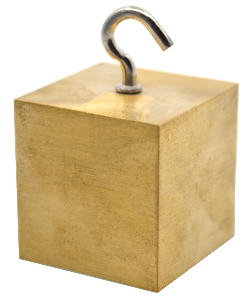 Density Cube, Single Brass Block with Hook for Density Investigation, 0.75" (20mm) Sides - Eisco Labs