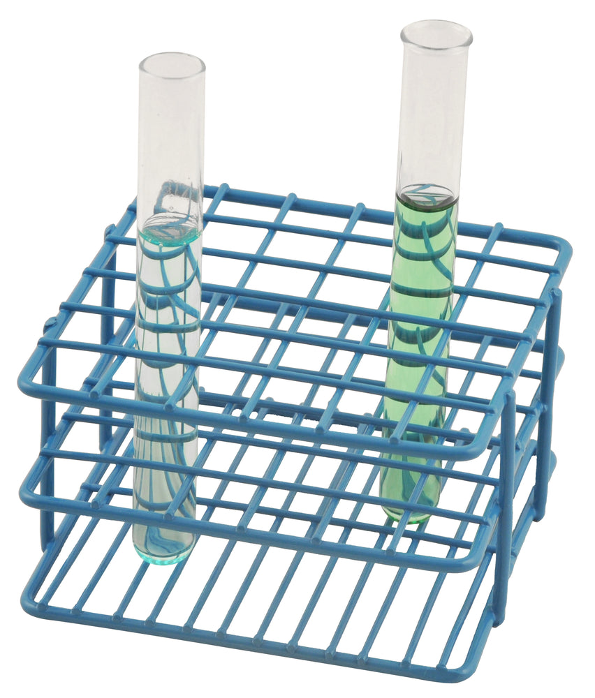 Blue Epoxy Coated Steel Wire Test Tube Rack, 36 Holes, Outer Diameter permitted of tubes 10-13mm or less , 6 X 6 Format