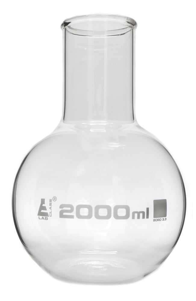 Boiling Flask, 2000ml - Borosilicate Glass - Flat Bottom, Wide Neck - Eisco Labs