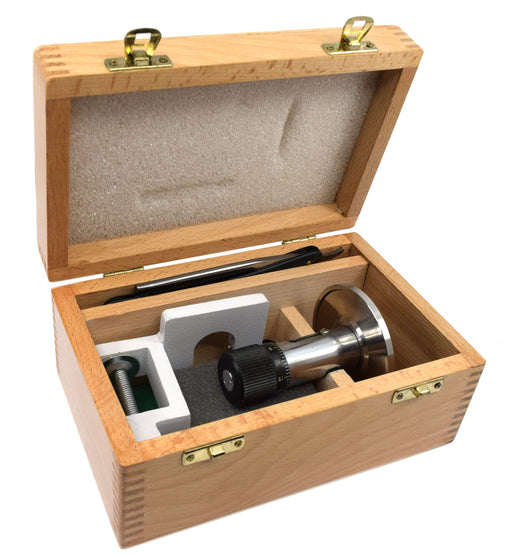 Hand & Table Microtome, 10 Microns per Click - For Section Cutting - Includes Wooden Storage Case & Cutting Razor - Eisco Labs