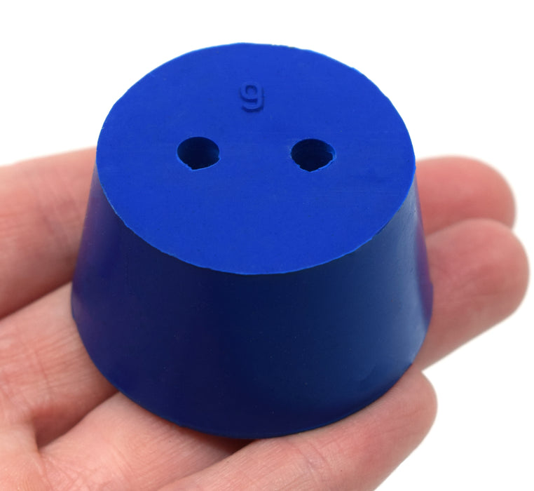 10PK Neoprene Stoppers, 2 Holes - ASTM - Size #9 - 37mm Bottom, 45mm Top, 25mm Length