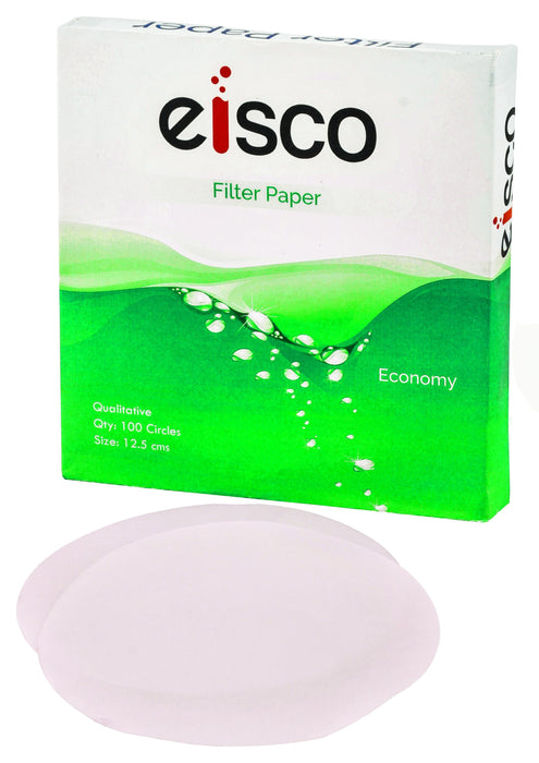 100PK Economy Filter Papers - 12.5cm Diameter - 8-10 microns - Qualitative - Eisco Labs