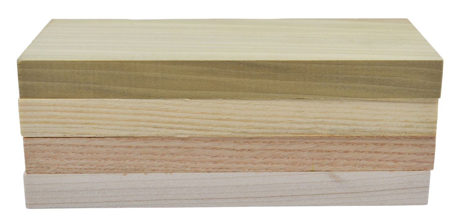 4PK Wooden Boards, 8 Inch - For Use in Density & Hardness Experiments - Poplar, Oak, Pine & Maple - Eisco Labs