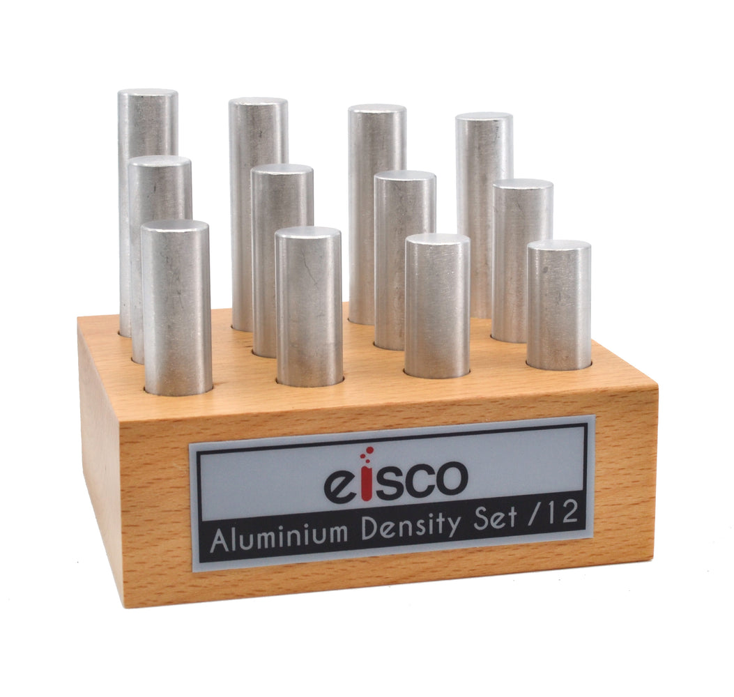 12pc Cylindrical Bars Density Set, Aluminum - Wooden Storage Block