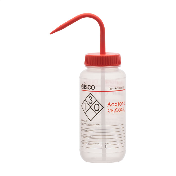 Performance Plastic Wash Bottle, Acetone, 500 ml - Labeled (2 Color)