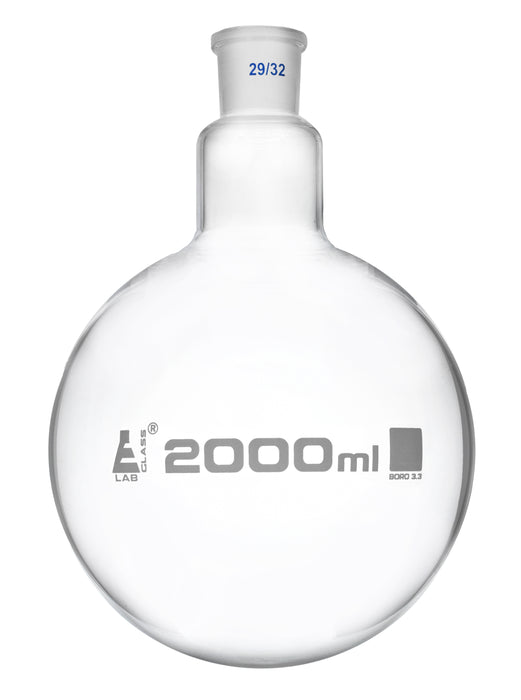 Florence Boiling Flask, 2000ml - 29/32 Interchangeable Joint - Borosilicate Glass - Round Bottom - Eisco Labs