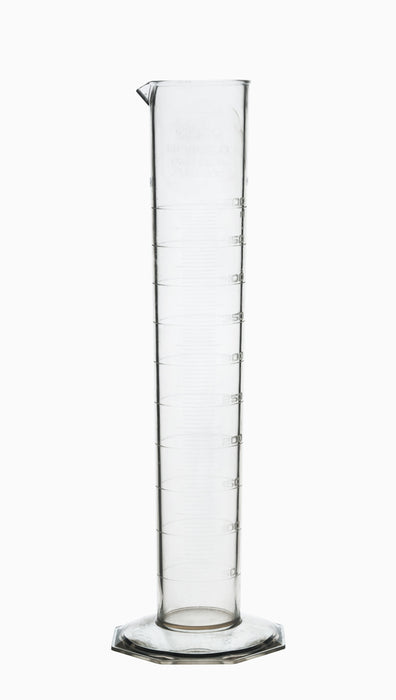 Measuring Cylinder, 500ml - Class B Tolerance - Octagonal Base - TPX Plastic - Industrial Quality, Autoclavable - Eisco Labs