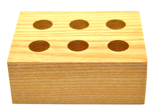 Wooden Entomology Pin Storage Block, 6 Holes for Various Pin Sizes, 3/8" Diameter Holes - Eisco Labs