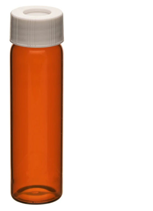 VOA/TOC Amber Vials, 40mL, 100/PK - Borosilicate Glass - ASTM/USP Type 1, Class B - PTFE Septa