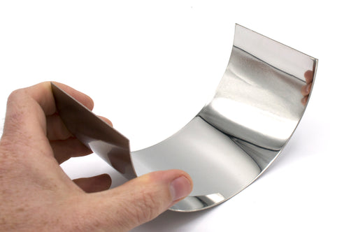 Plane Half Cylinder Concave Stainless Steel Mirror for use with Ray Box - 6.25" x 2.875" - 1mm Thick Approx. - Eisco Labs