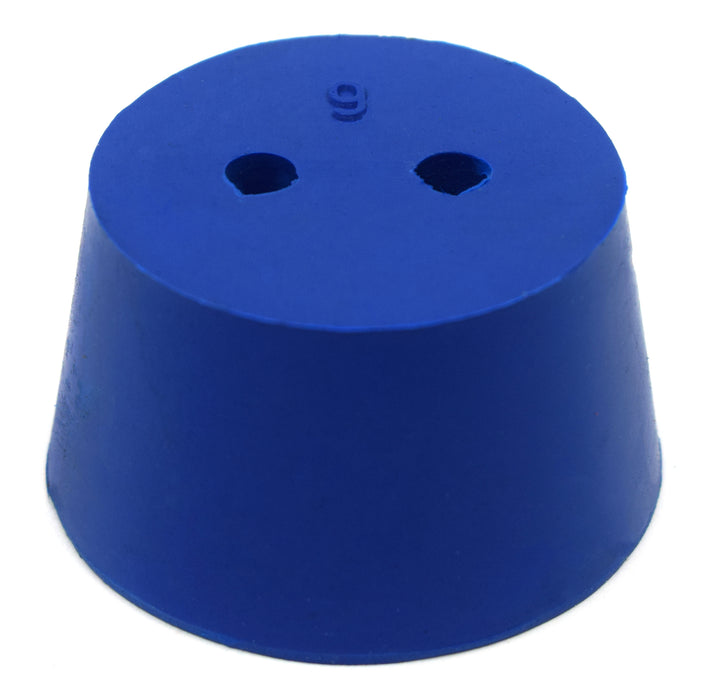 10PK Neoprene Stoppers, 2 Holes - ASTM - Size #9 - 37mm Bottom, 45mm Top, 25mm Length