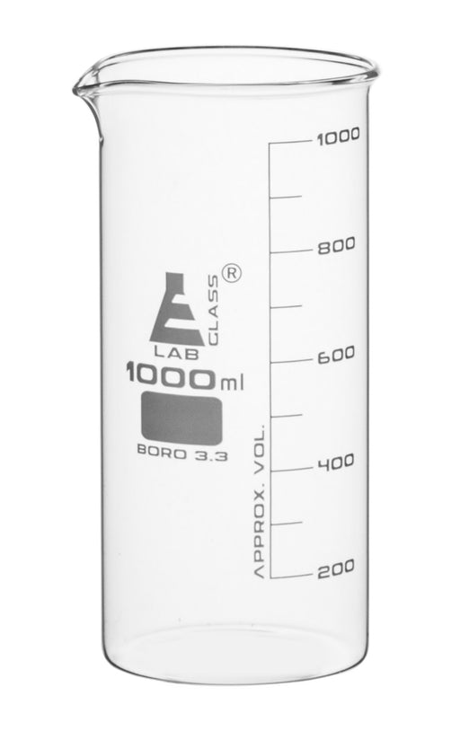 Beaker, 1000ml - Tall Form - Graduated - Borosilicate Glass