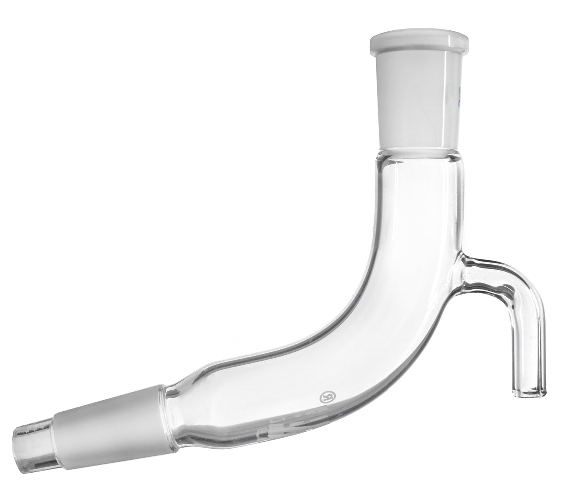 Receiver Adaptor, Bend with Vent - Socket Size: 19/26, Cone Size: 19/26 - Borosilicate Glass - Eisco Labs