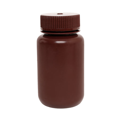 Reagent Bottle, Amber, 125mL - Wide Mouth with Screw Cap - HDPE